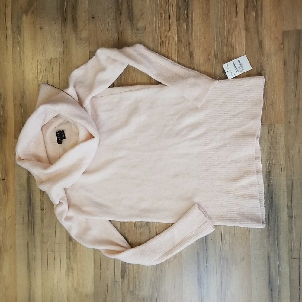 TROUVE Off the Shoulder Tunic Sweater in Pink Hero